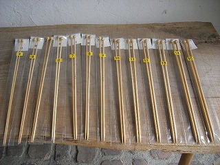 竹製玉付2本棒針セット　3〜15号